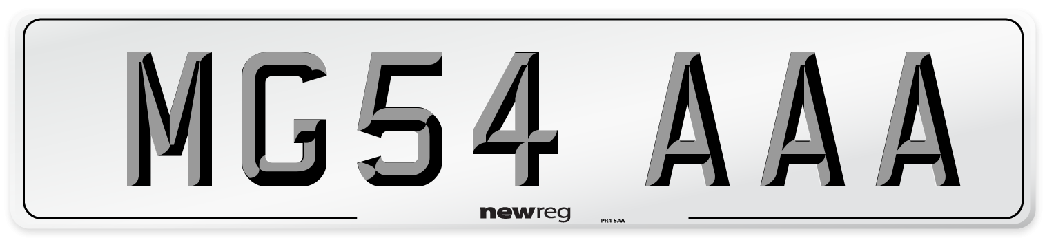 MG54 AAA Number Plate from New Reg